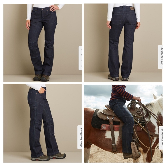 Duluth Trading Sz 12 Dark Wash Stretch Mid Rise Double Knee Shaping Curvesetter - Picture 2 of 11